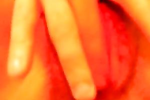 Aroused brunette hair slutty wife masturbates for me in bedroom