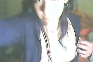 Voracious dark brown legal age teenager finger copulates her curly pussy in front of mirror