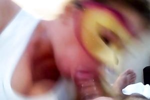 My lewd wife in mask gives me actually astounding oral sex