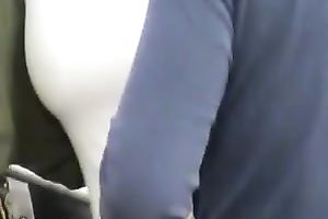 Hot and hawt dark brown cover model in constricted white outfit