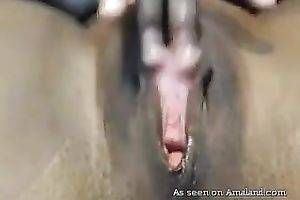 Sweet andbusty swarthy chick pleasing herself on camera