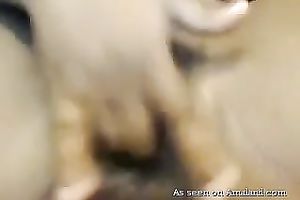 Sweet andbusty swarthy chick pleasing herself on camera