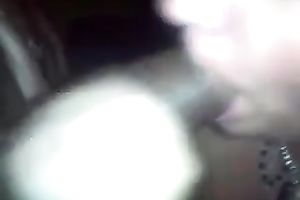 Chick with flushing cheeks greedily works on my meaty dark knob