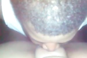 Chick with flushing cheeks greedily works on my meaty dark knob