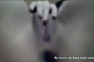 Brunette housewife shows her fur pie closeup on livecam vid