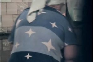 Fat white ladies in the shower room drying after washing