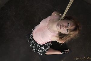 Big bottomed short haired nympho is bound up and face hole team-fucked coarse
