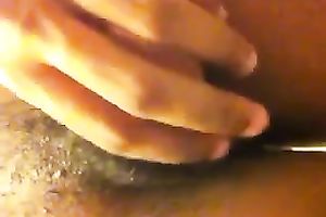 Ebony love button playing with her cit in her bedroom on camera