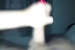 Girlfriend puts a fuck-rubber on my large dick in advance of giving cook jerking