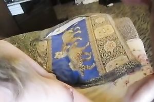 My blond amateur wife licks my pecker and lets me finger her twat