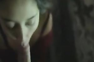 Awesome svelte eye catching brunette hair girl was blowing subrigid large dong