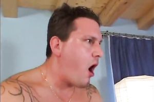 Chubby woman sucks a ramrod and then ride it in her couch