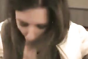 Cute and alluring GF is licking my penis and engulfing my nuts