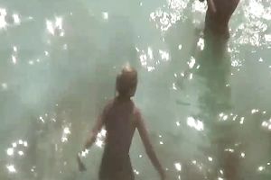 Blonde non-professional white white wife with her boyfriend spied on the beach