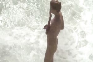 Blonde non-professional white white wife with her boyfriend spied on the beach