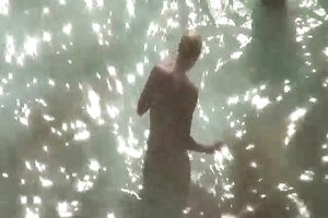 Blonde non-professional white white wife with her boyfriend spied on the beach