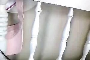 Hot breasty gal rubs her hairless cunny with excitement on cam