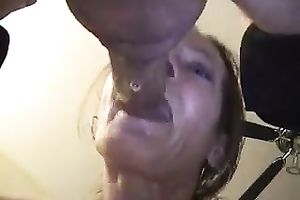 Darn stylish deepthroat blowjob workout performed by dark brown wench