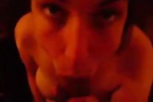 Brunette European honey gives me oral-service on POV livecam movie