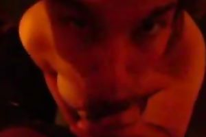 Brunette European honey gives me oral-service on POV livecam movie