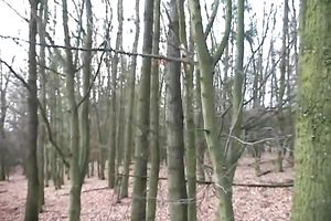 Pale skinned non-professional sweetheart plays with her pink cum-hole outdoor