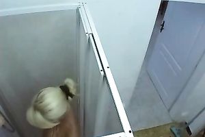 Amateur golden-haired hottie receives caught taking a shower