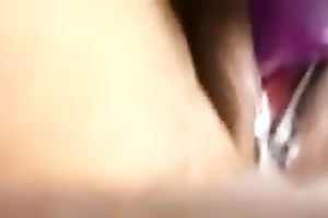 Big purple dildo makes my tight Australian wet crack soak with spunk