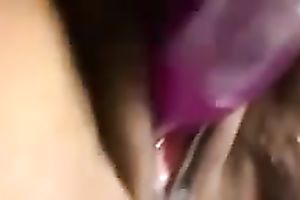 Big purple dildo makes my tight Australian wet crack soak with spunk