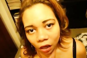 Sexy brownhead sweetheart giving great deepthroat irrumation in POV