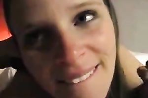 German a bit lazy but still cute brunette hair BBC slut was blowing my male ally