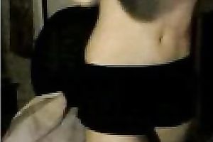 Raven haired goth beauty shows me her priceless milk cans on web camera