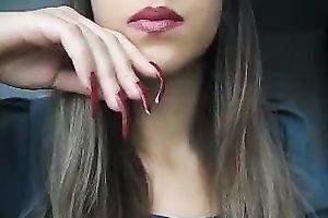 Sexy Married slut with supplementary lengthy nails smokin' seductively on cam