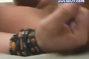 Hot blond with large pantoons receives her slit drilled with her favourite sex toy