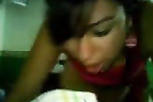 Dark skinned latin babe legal age teenager girlfriend getting mouthful of cum