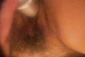 My milf slutty wife flashes her bushy snapper and pleases herself