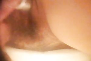 My milf slutty wife flashes her bushy snapper and pleases herself