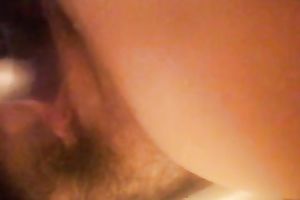 My milf slutty wife flashes her bushy snapper and pleases herself