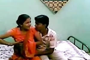 Watching an Indian dilettante pair on web camera having sex