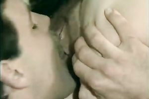 Curly retro blondie sucks and fucks soaked white wang