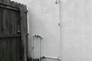 Slender quite bosomy dark brown nympho was washing outdoors