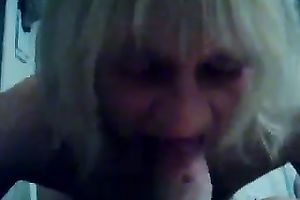 Nasty granny with diminutive saggy milk shakes sucks my hard weenie