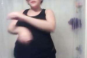 Perverted brunette hair wifey of my ally showed off her large swollen abdomen