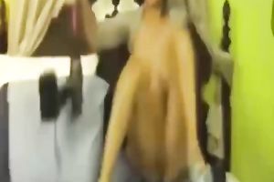 Slutty bitchie brunette hair uses a truly huge dark sex tool for her anal opening