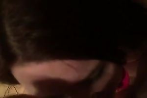 Cute natural brunette hair babe is greater quantity than willing to engulf my prick