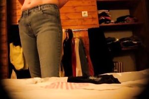 Sister's curvy housewife ally changes her raiment in bedroom - hidden web camera