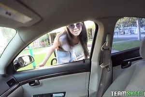 Sweet dark brown white bitch with hot smile picked up from the bus stop