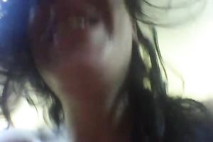 Restless white playgirl satisfies herself with a brown ramrod of her fuck ally