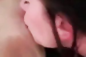 Two glamorous dark brown cuties kissed and teased each other's moist slits