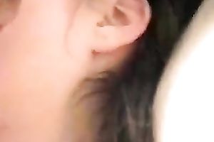 Amateur quite pale brunette hair playgirl provided my non-professional buddy with BJ