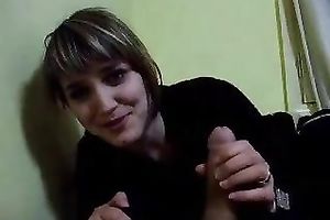Amateur golden-haired Romanian sweetheart is horny for oral-job quickie